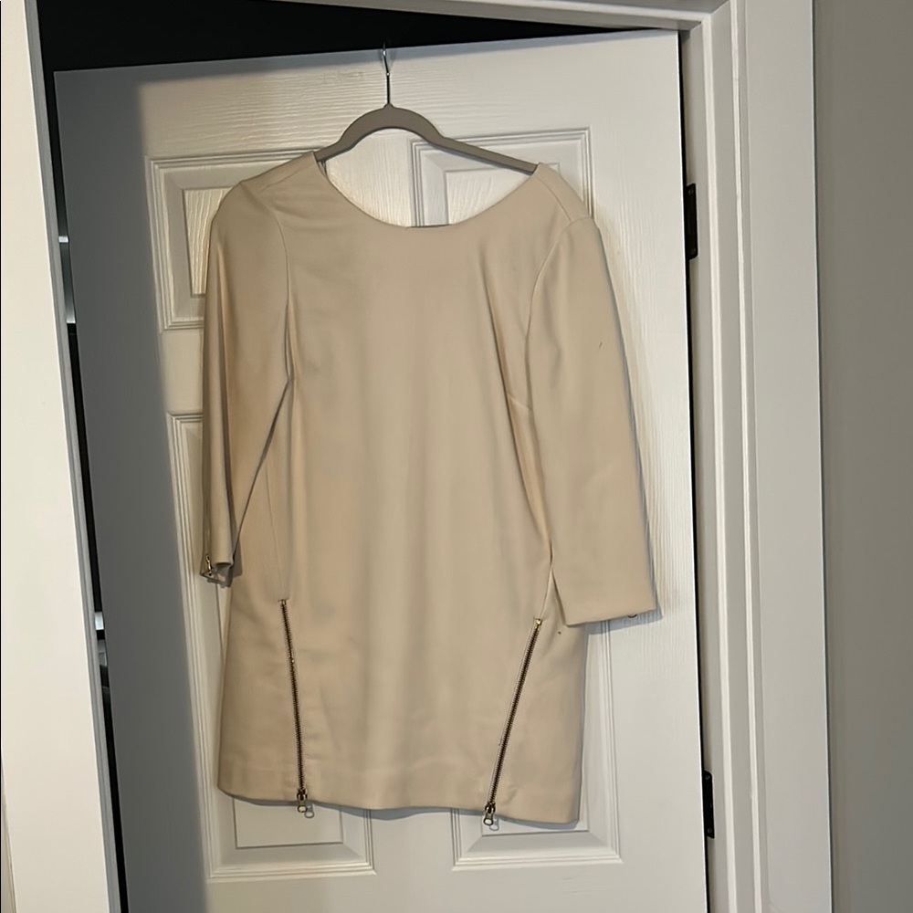 Elegant Cream Dress with Zipper Accents